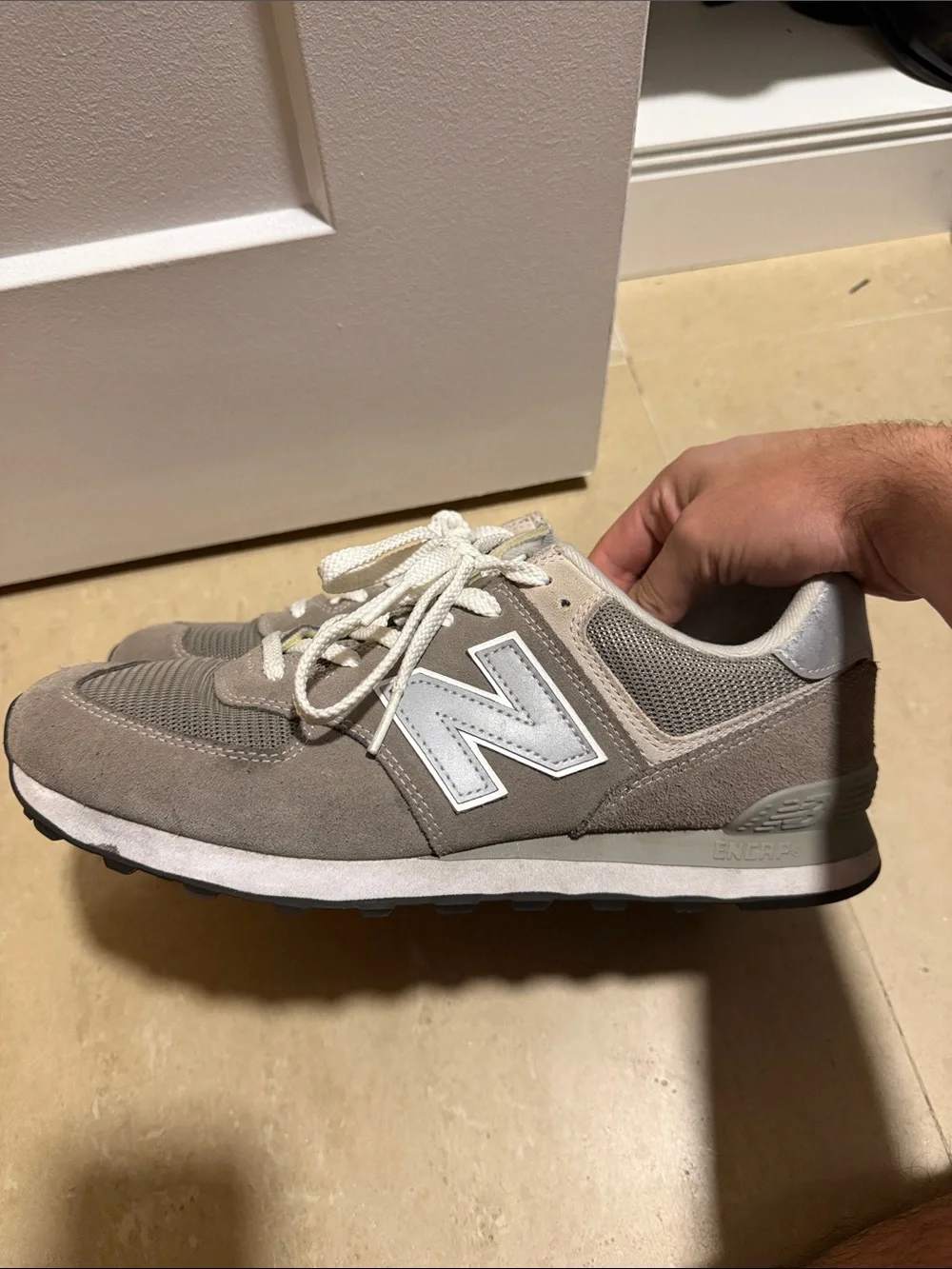 New Balance Gray and Silver Men's Lifestyle Sneakers - Picture 1 of 5